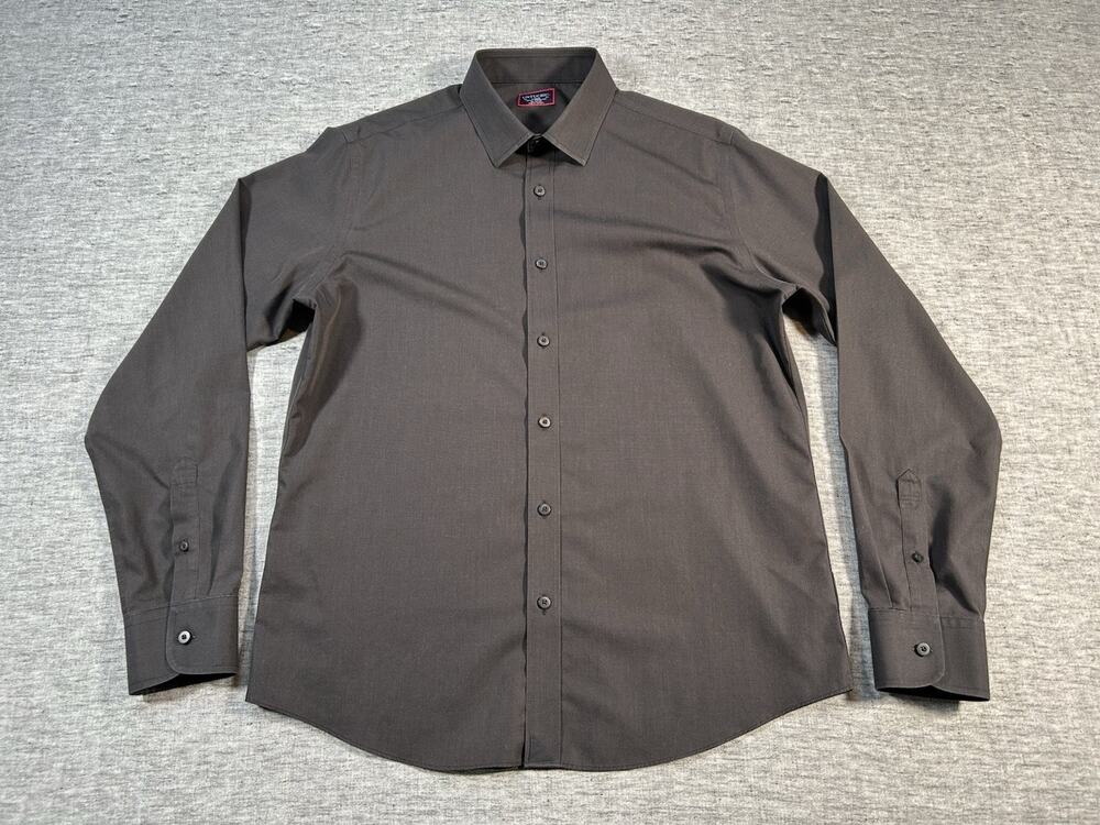 Untuckit Black Stone Shirt Mens Large Slim Fit Cotton Long Sleeve Wrinkle Free